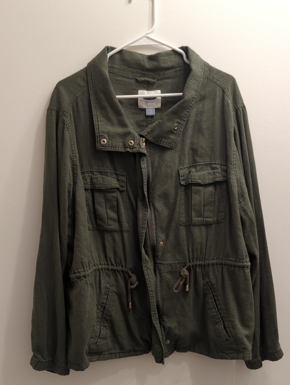 Old Navy Olive Green Military Field Jacket with Drawstring Waist, Women's XXL